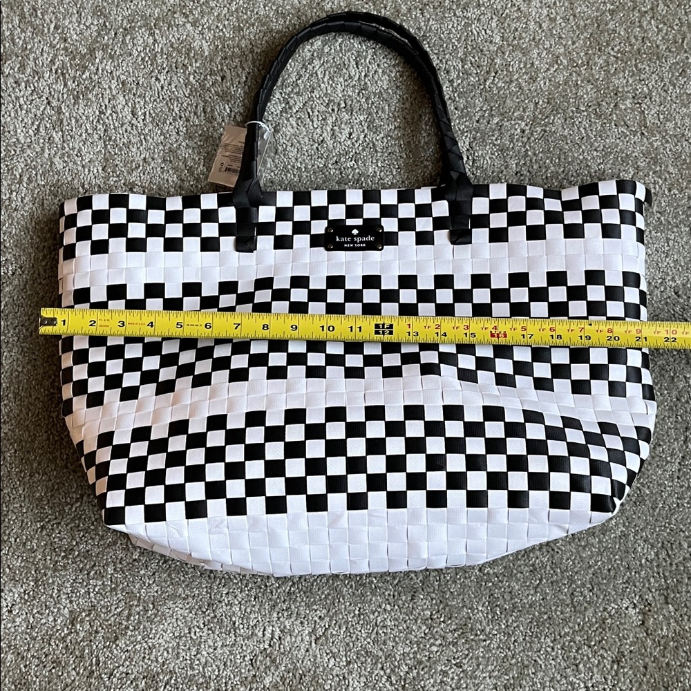 Kate Spade Monochrome Checkered Handbag Beach Bag Tote - gift - Picture 6 of 7
